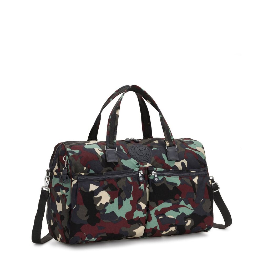 Kipling Itska Duffel Bag Weekender Gym, Camo Print